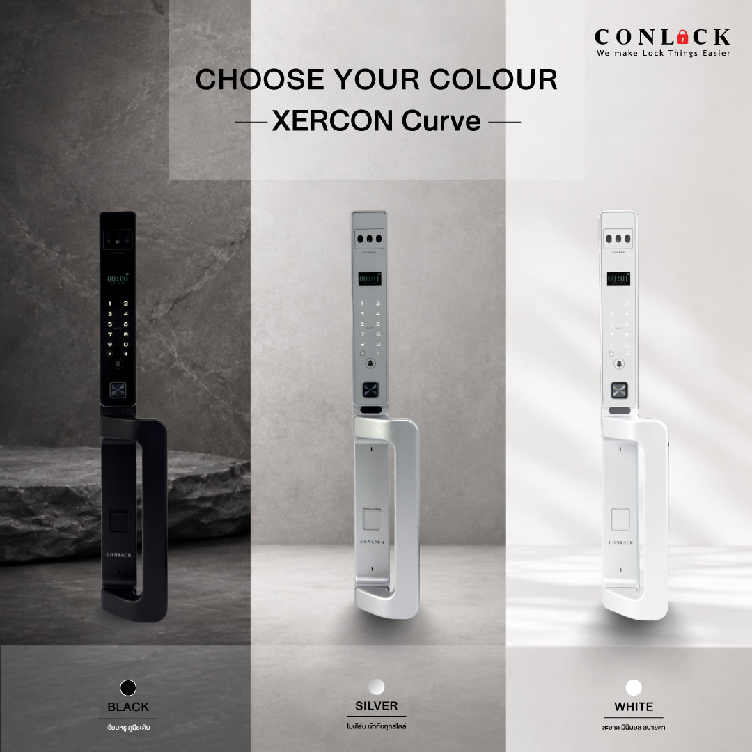 XERCON Curve เลือกสีที่ใช่ ในแบบที่เป็นคุณ มีให้เลือกถึง 3 สี Black — เรียบหรู มีระดับ Silver — โมเดิร์น เรียบเท่ White — มินิมอล สะอาดตา ครบทั้งดีไซน์และฟังก์ชัน พร้อมยกระดับความปลอดภัยให้บ้านคุณ 🔥 ราคาเพียง 17,900.- ติดตั้งฟรี กทม. และปริมณฑล รับประกัน 2 ปี #CONLOCK #XERCONCurve #DigitalDoorLock #SmartLock #กลอนดิจิตอล #กลอนประตูดิจิตอล #SmartHome #เลือกสีที่ใช่ #ติดตั้งฟรี สอบถามข้อมูลเพิ่มเติมได้ที่ 💙 FB : Inbox https://m.me/conlock.th/?ref=bookmarks 💚 Line Official : @Conlock หรือคลิก https://lin.ee/rw1xfxn ⭐️ Website : https://www.conlockthailand.com/ 📲 Call Center : 02-114-8768 ---------------------------------- วางจำหน่ายแล้วที่ HomePro และ SB Design Square สนใจสอบถามสาขาใกล้บ้าน ทักแชทมาได้เลยค่ะ 🤍